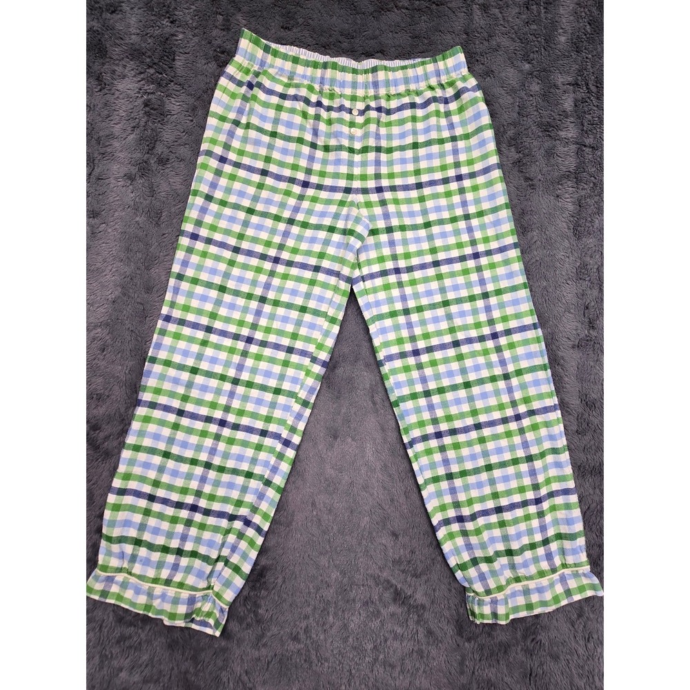 Tommy Hilfiger Sleepwear Green Blue Gingham Plaid Cotton Pajama Pants Small